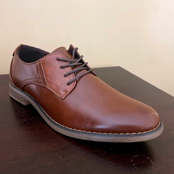 Deer Stags Mens Brown Oxford Dress Shoes Lace Up Textured Accents Solid Brown - Picture 2 of 7